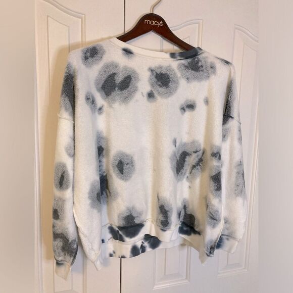 Free People Intimately Black White Paint Splatter Fleece Oversized Sweatshirt SP - Picture 3 of 8